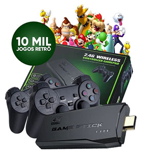 Video Game Stick 4k 10mil Jogos Retro 2 Controles Sem Fio Console Portatil Jogos Retro Antigo Original Envio Imediato