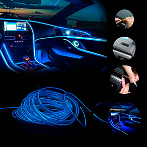 Fita de Led carro Cores Neon Decoração Automotiva 12v 5 metros Fita fio 5M fibra otica Painel Top Luxo