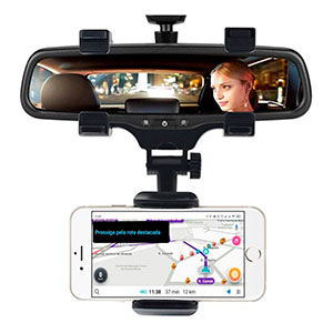 Suporte Veicular Para Celular Universal Retrovisor Espelho Anti Queda 360° Articulado
