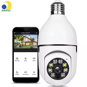 Câmera Wifi IP Sem Fio Giratória 360 Com Encaixe Lampada Bocal Rosca Yoosee Ptz Full HD Visão Noturna Segurança E27
