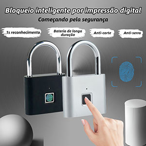 Cadeado Inteligente Impressão Digital Desbloqueio Biométrico