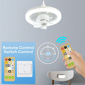 Ventilador De Teto Silencioso Com Luz LED 360 ° Controle Remoto Rotable